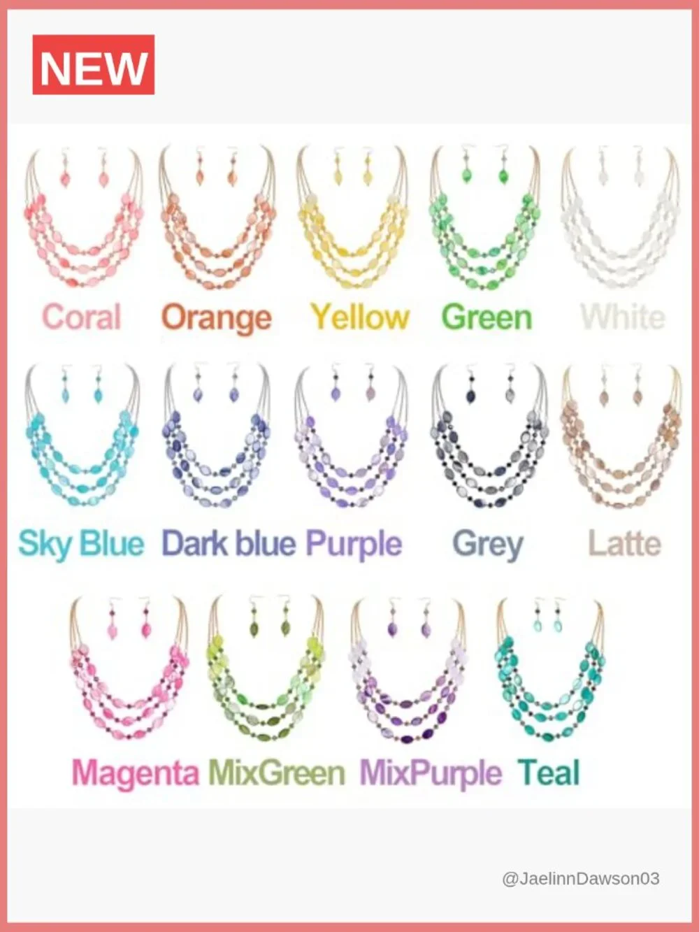 3-Layer Mother of Pearl Bead Necklace with Earrings Oval Beads Pendant Jewelry